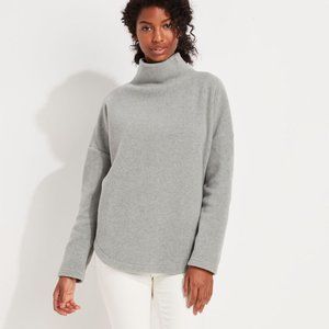 Vineyard Vines Funnel Neck Heathered Cozy Fleece Top Gray Women's Large